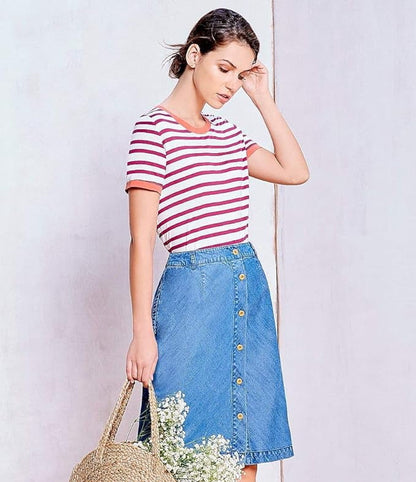 A Loves a Vintage Blue Button Front Chambray Skirt (Small)