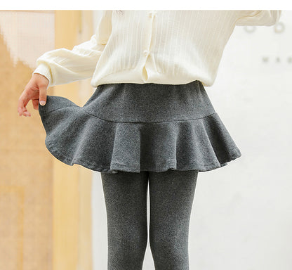 Skirted fleece lined leggings