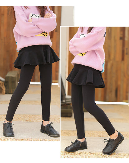 Skirted fleece lined leggings