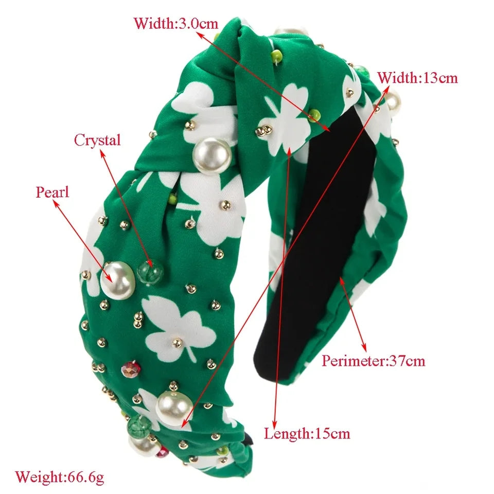 St Patrick's Day Shamrock Bling knot headband