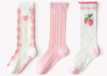 Spring strawberry - tulips - bows mesh socks