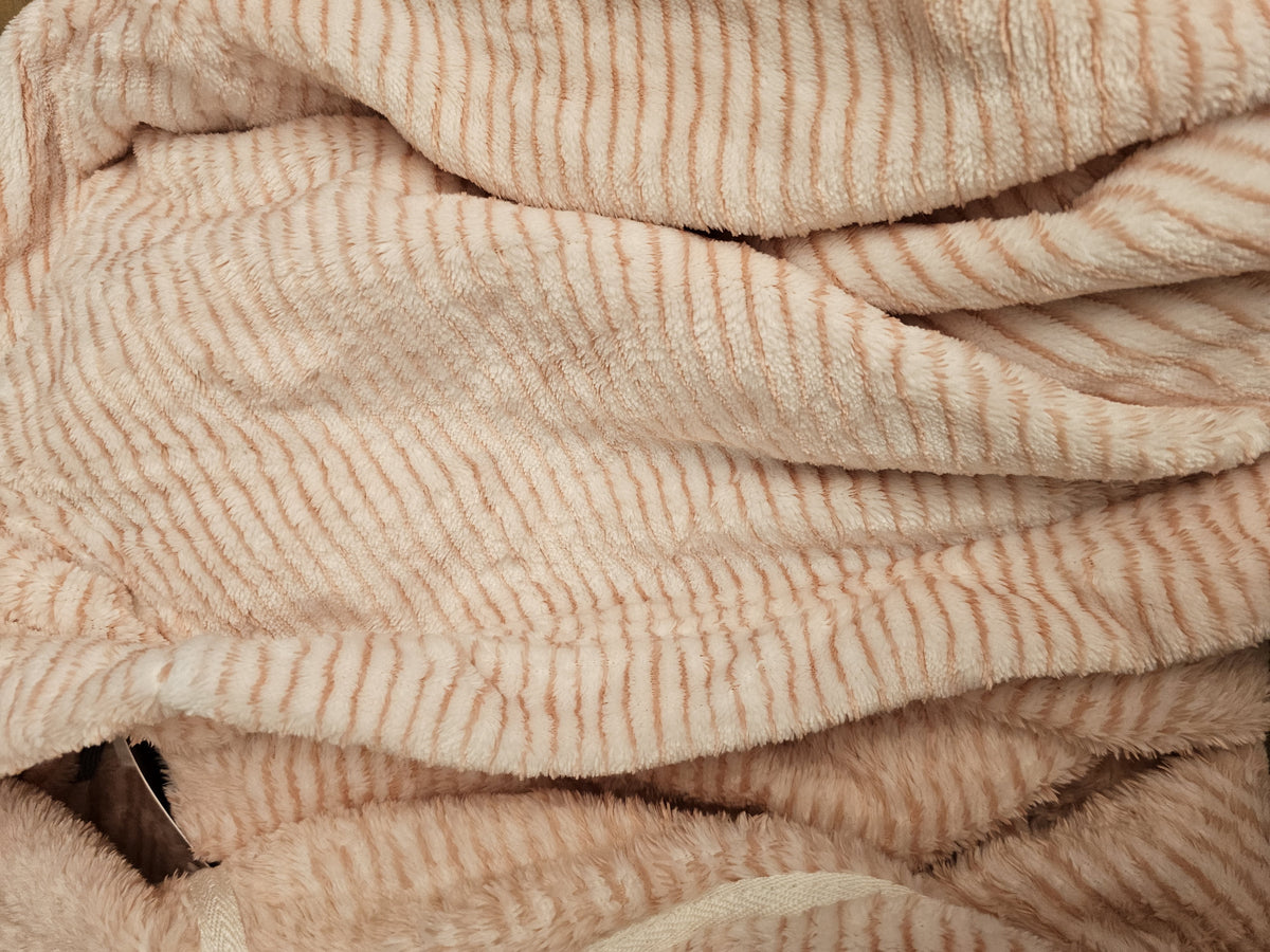 iRelax Recycled Jacquard Stripe Print Short Hoodie Robe, Large, Rose Stripe