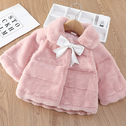 Faux fur bow coat
