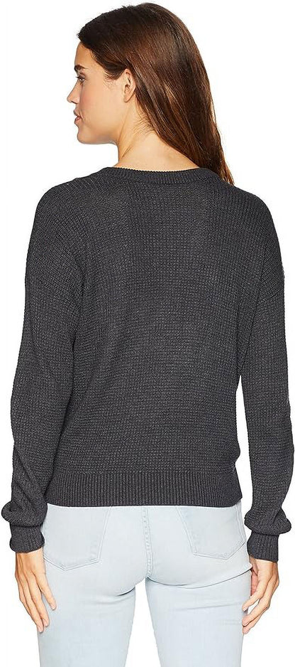 Splendid Women's Surplice Front Sweater, Heather Charcoal, Medium
