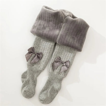 Extra warm fleece lined bow tights