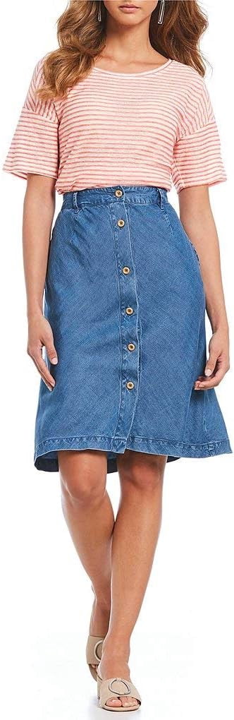 A Loves a Vintage Blue Button Front Chambray Skirt (Small)