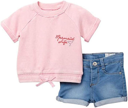 AG Adriano Goldschmied Overdyed French Terry Pullover & Shorts Set - 24 Months