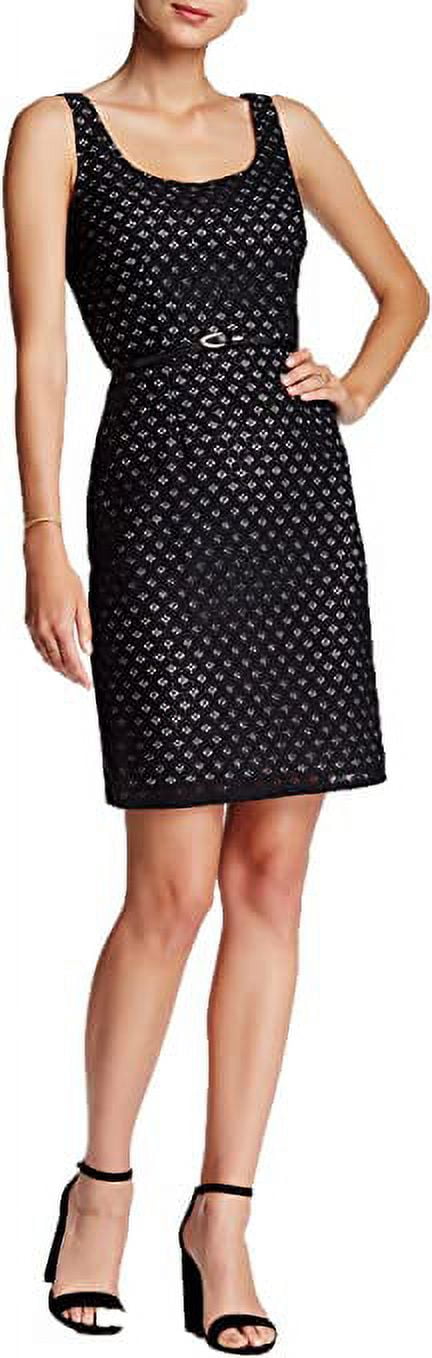 Adrianna Papell Two-Tone Diamond Lace Dress (8) Black/White