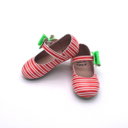 Candy Cane Cece shoes with interchangable bow