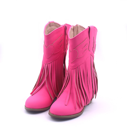 Jolene Fringe Leather Cowgirl Boots white - NEW STYLE