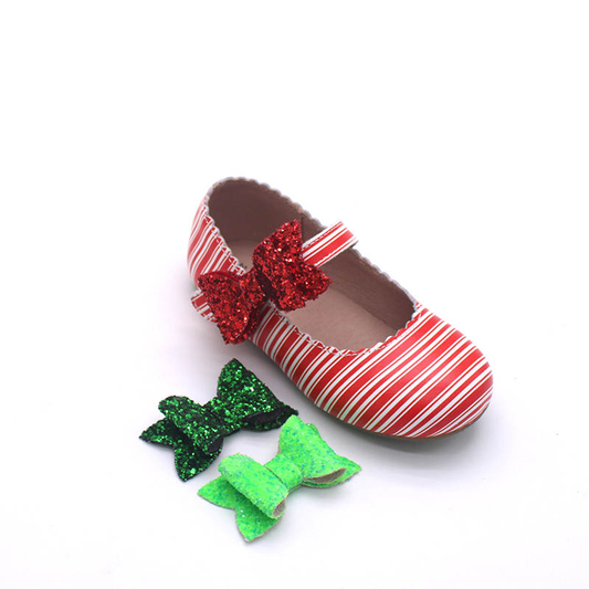 Candy Cane Cece shoes with interchangable bow