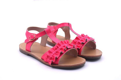 Adalynn Girls Ruffle Leather Sandal