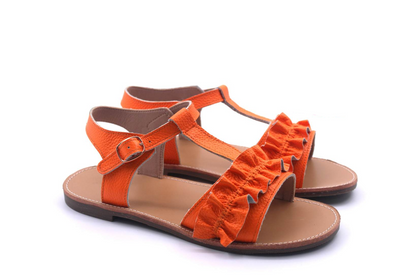 Adalynn Girls Ruffle Leather Sandal