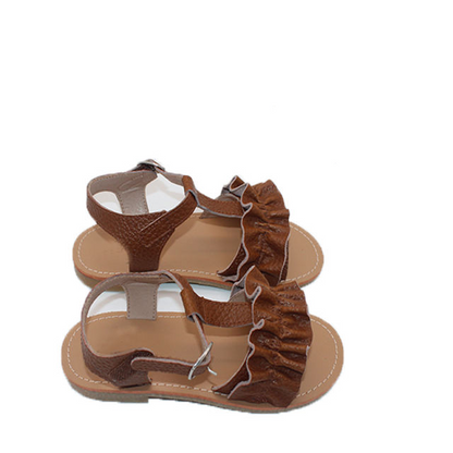 Adalynn Girls Ruffle Leather Sandal