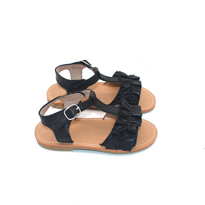 Adalynn Girls Ruffle Leather Sandal