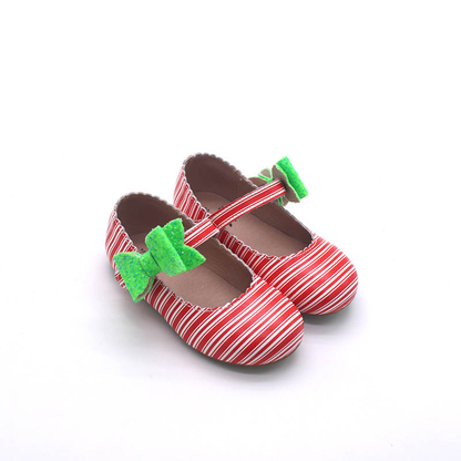Candy Cane Cece shoes with interchangable bow