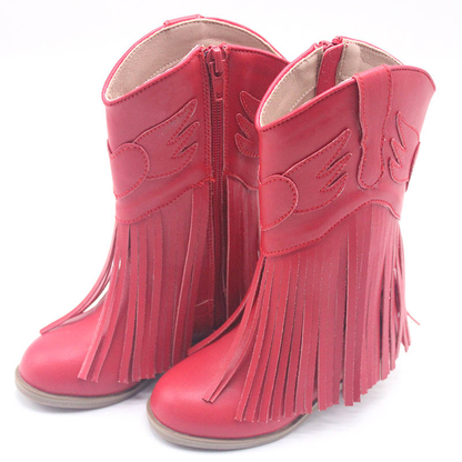 Jolene Fringe Leather Cowgirl Boots white - NEW STYLE