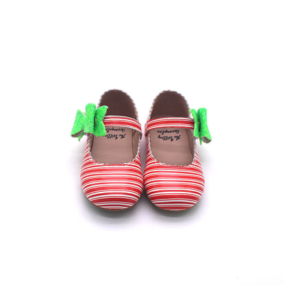 Candy Cane Cece shoes with interchangable bow