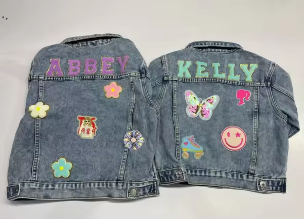 Chenille patches for personalized denim jacket