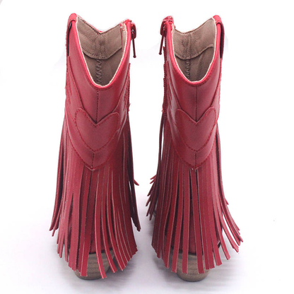 Jolene Fringe Leather Cowgirl Boots white - NEW STYLE