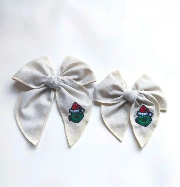 Christmas embroidered hair bows