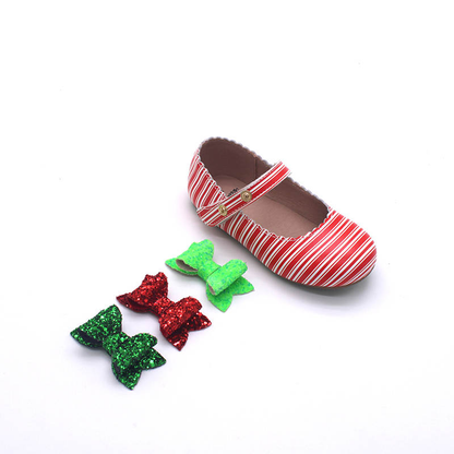 Candy Cane Cece shoes with interchangable bow