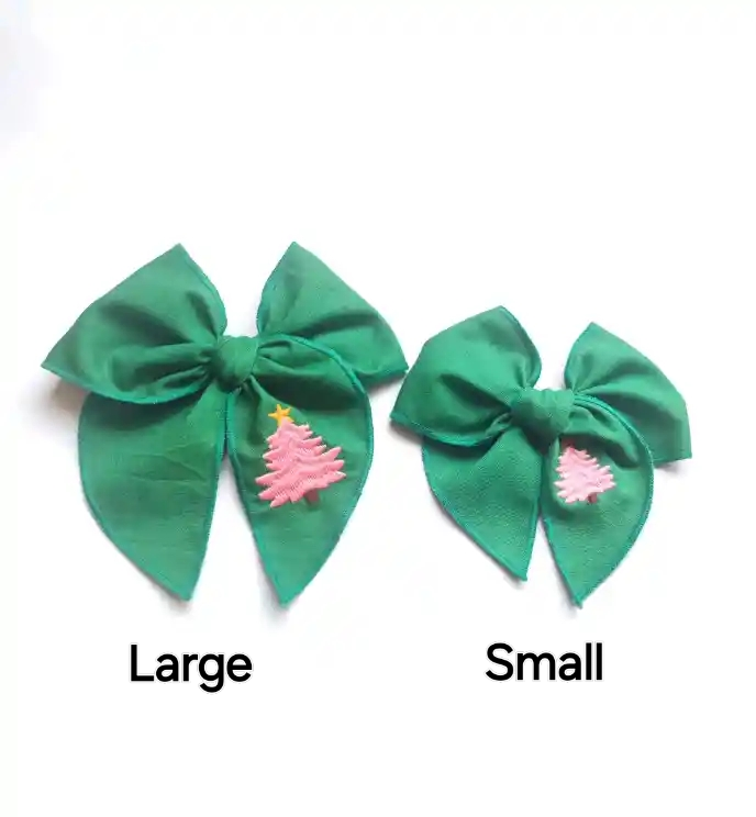 Christmas embroidered hair bows