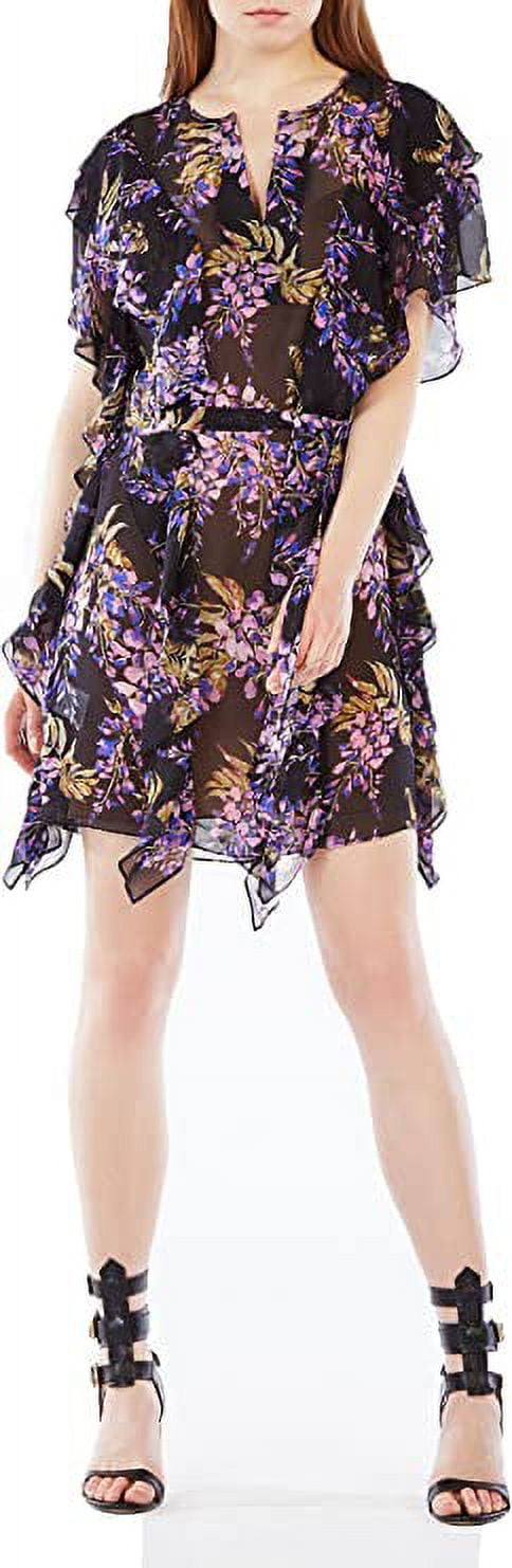 BCBGMAXAZRIA Filippa Floral Print Silk Kaftan Dress Large