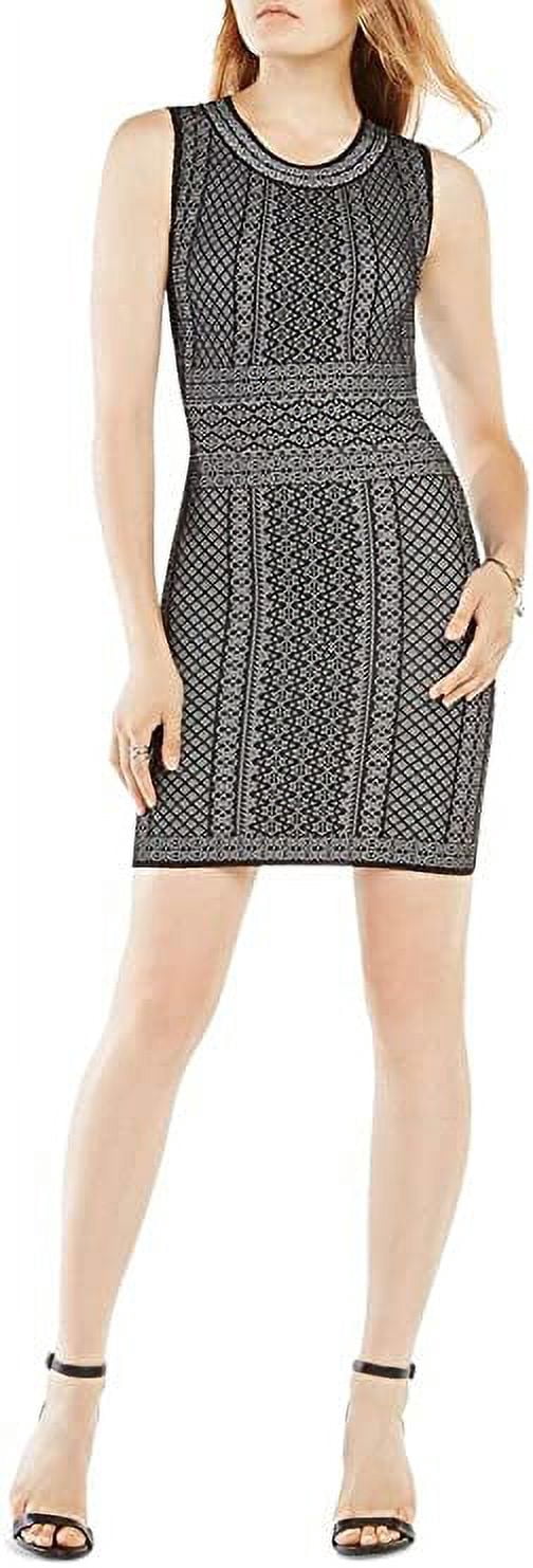 BCBGMAXAZRIA Jose Geometric Pattern Dress Antique Rose, Medium