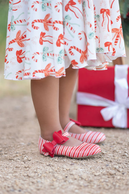 Candy Cane Cece shoes with interchangable bow