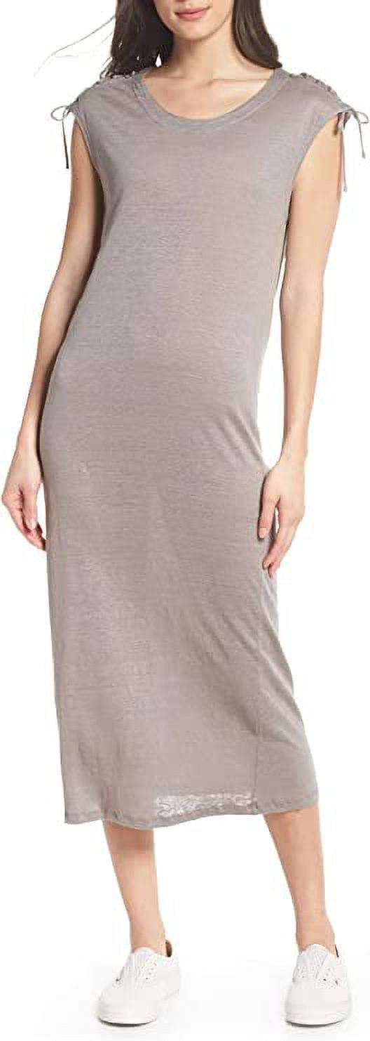Caara Lace-up Shoulder Jersey Midi Dress - Grey, Medium