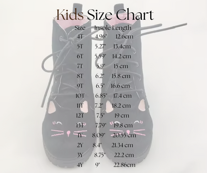 Midnight Mischief Girls Cat suede combat boots
