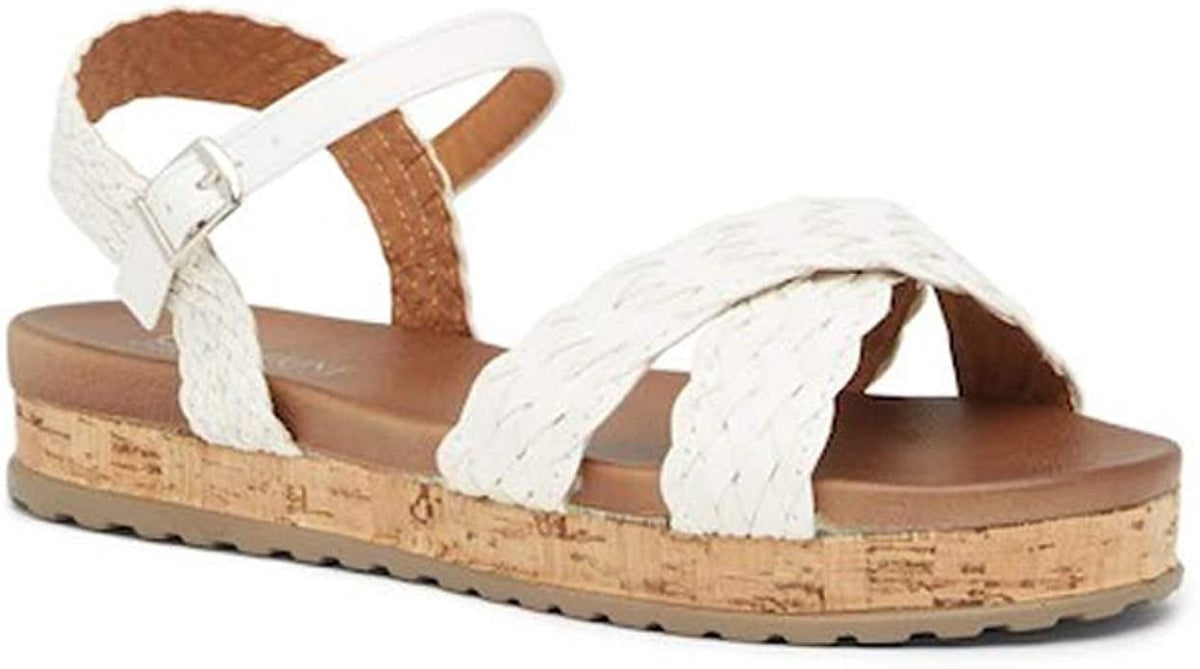 Catherine Malandrino Criss Cross Flat Momie Cushion Sock Sandal - White 9