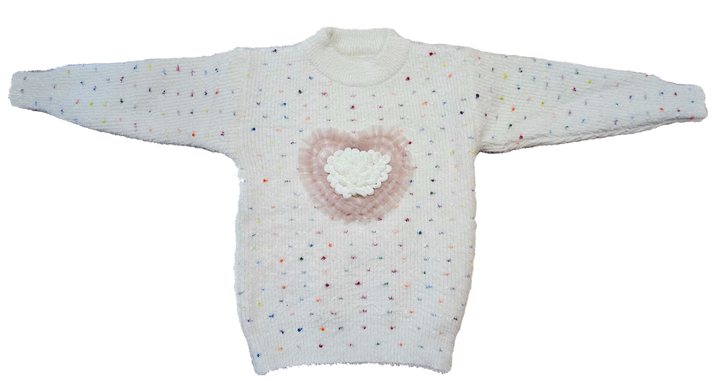 Double heart crew neck sweater