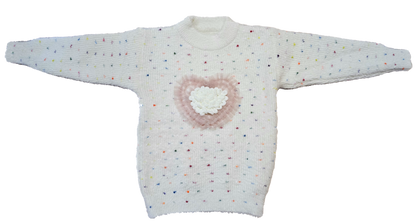 Double heart crew neck sweater
