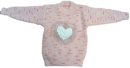 Double heart crew neck sweater