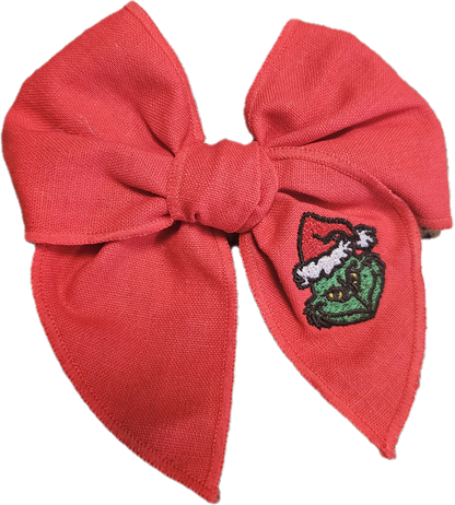 Christmas embroidered hair bows