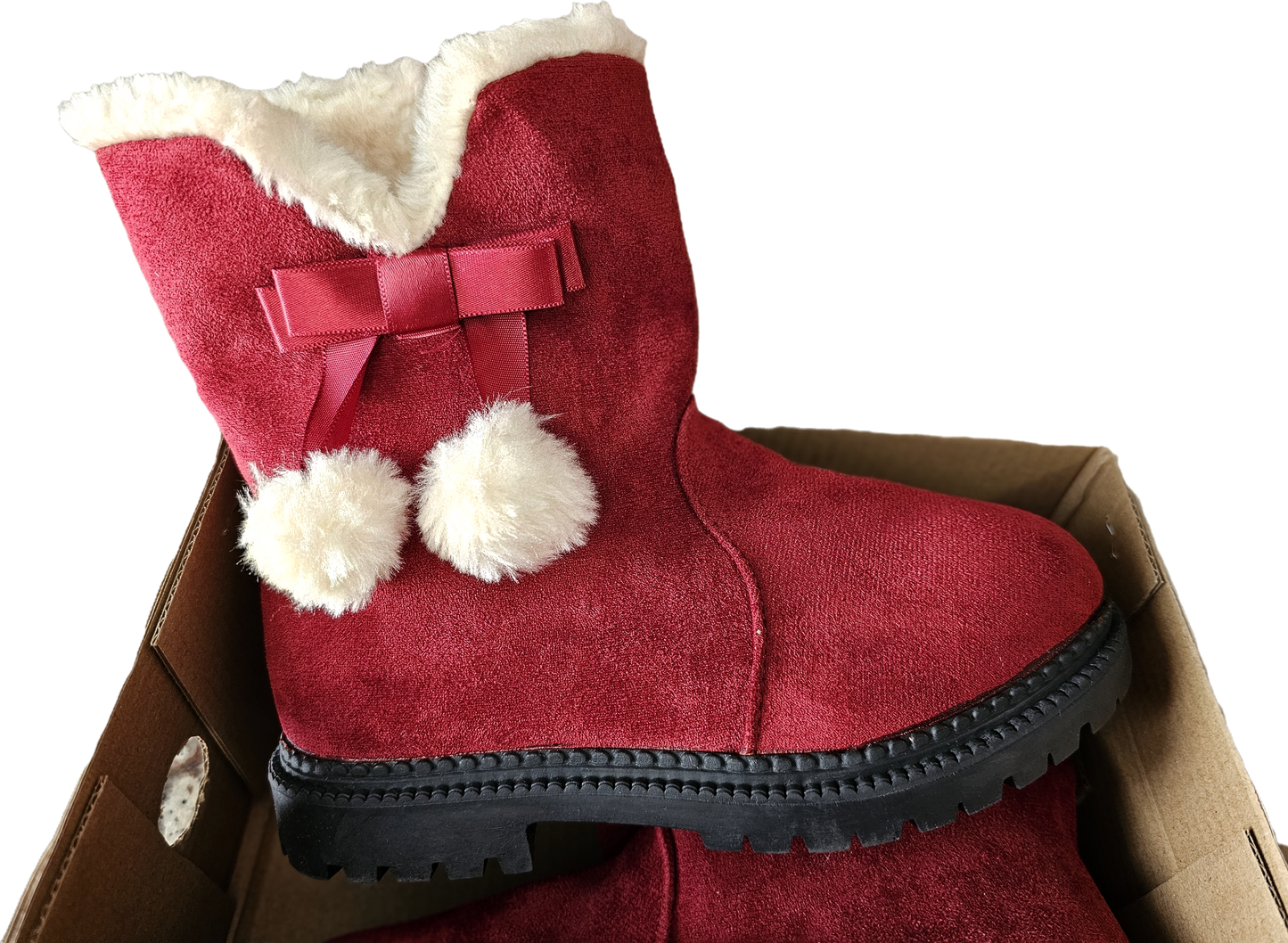 Dear Santa Fur lined Pom Pom boots