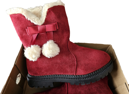 Dear Santa Fur lined Pom Pom boots