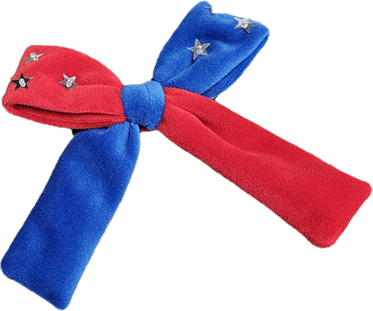 Red / blue Velvet hair bow with stars