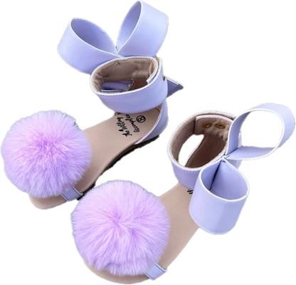 Natalie Bow Sandal Lavender pom pom