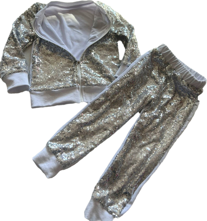 Pop star bling sequin pants and jacket set