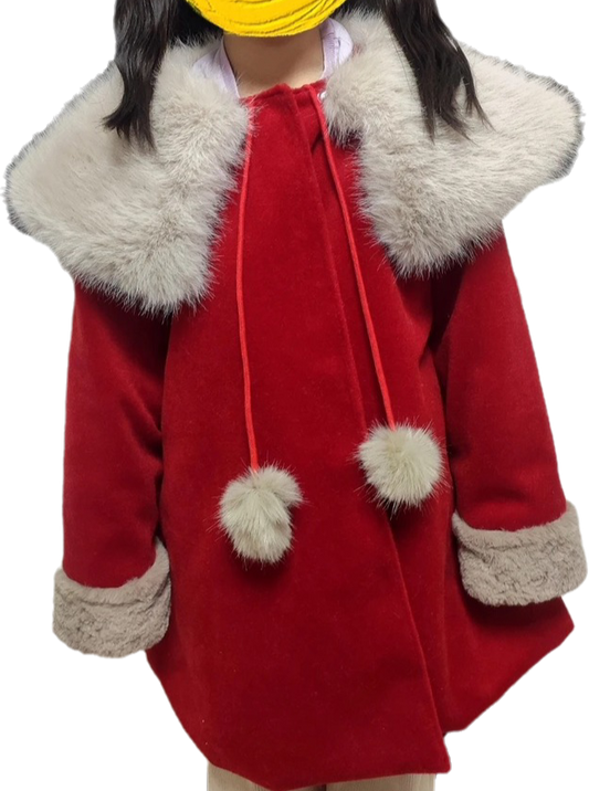 Father Christmas Fur Pom Pom Coat