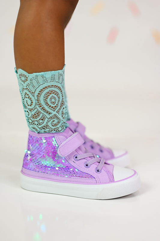 Sequin high top sneakers