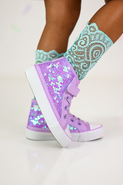 Sequin high top sneakers