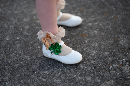Cece shoes with interchangable holiday shapes (heart & shamrock)
