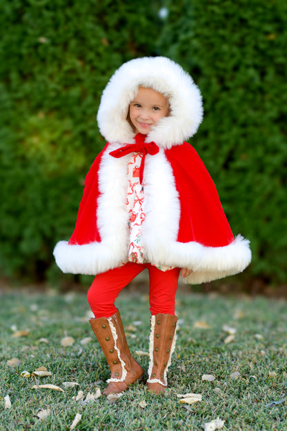 Santa baby hooded cape with fur