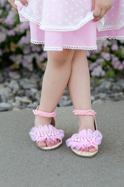 Pearl chiffon sandals