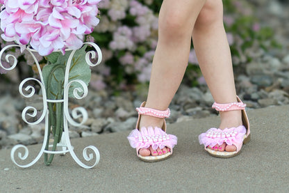 Pearl chiffon sandals