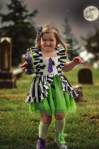 Black white striped Girls Halloween combat boots